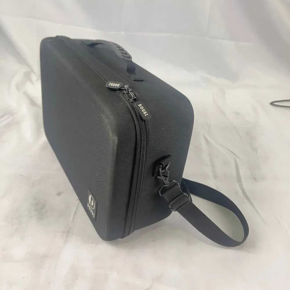 DOUBI Hard Shell Mini Projector Case Travel Bag Black Shoulder Strap Mesh Pocket